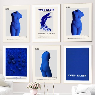 โปสเตอร์ภาพวาดผ้าใบ ลาย Abstract Yves Klein Blue สไตล์นอร์ดิก สําหรับตกแต่งผนัง ห้องนั่งเล่น