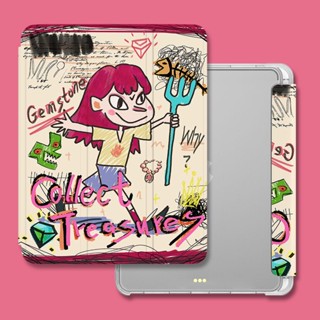 เคสซิลิโคน ลายกราฟฟิตี้เด็กผู้หญิงน่ารัก กันตก สําหรับ iPad Pro 11 iPad Air 4 10Air 3 10.5 Tri Fold Gen9 8 7 10.2 Gen10 2022 10.9 นิ้ว iPad Air5 4 Mini 4 5