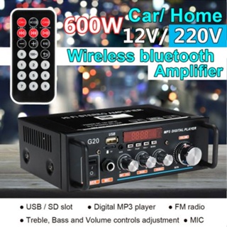 เครื่องขยายเสียงสเตอริโอดิจิทัล HiFi บลูทูธ 600W รองรับ USB FM SD 110-240V สําหรับบ้าน และรถยนต์