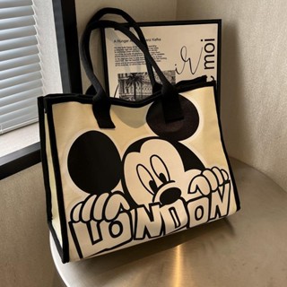 Mickey canvas bag womens summer new one-shoulder bag commuter tote bag high-capacity handbag mommy bag