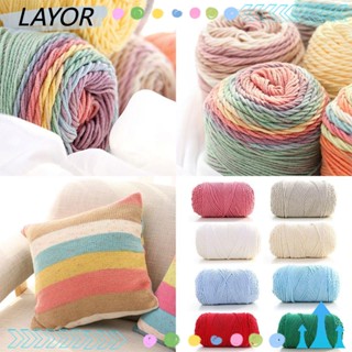 LAY 100 กรัม ไหมพรมขนสัตว์ อบอุ่น หนา DIY งานฝีมือ สีรุ้ง โซฟา เบาะถักโครเชต์