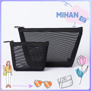MIHAN Camping Makeup Bags Zipper Mesh Package Cosmetic Pouch Toiletry Bag Women Storage Handbags Travel Organizer
