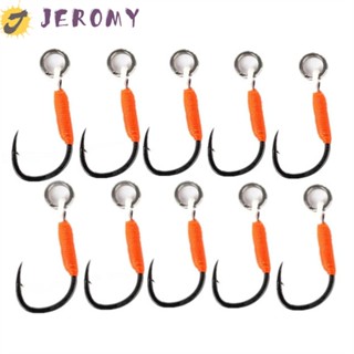 Jeromy ตะขอเหยื่อตกปลา แบบเหล็กคาร์บอน 10 ชิ้น