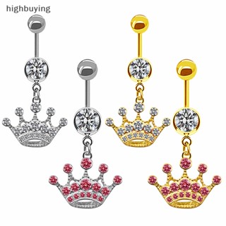 [highbuying] แฟชั่น สเตนเลส มงกุฎ ท้อง แหวนปุ่ม คริสตัล เบา พลอยเทียม เล็บสะดือ สําหรับผู้หญิง เซ็กซี่ เครื่องประดับร่างกาย ใหม่ พร้อมส่ง