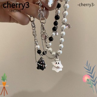 Cherry3 สร้อยข้อมือลูกปัด อัลลอย ยืดหยุ่น น่ารัก สไตล์โกธิค สําหรับคู่รัก ฮาโลวีน