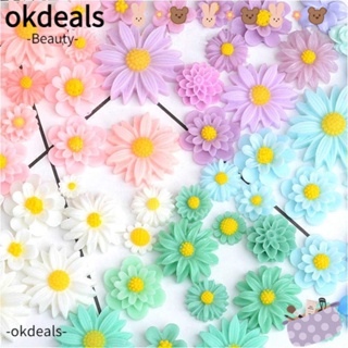 OKDEALS ลูกปัดเรซิ่น ลายดอกไม้ ดอกโบตั๋น หลากสี สําหรับตกแต่งสมุดภาพ สวน 44 ชิ้น