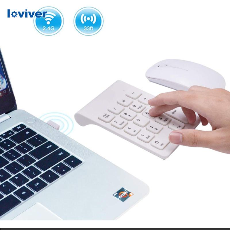 【จัดส่งในพื้นที่】คีย์บอร์ดตัวเลขไร้สาย USB พร้อมเมาส์ สีขาว สําหรับแล็ปท็อป เดสก์ท็อป
