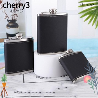 Cherry3 ขวดไวน์ แอลกอฮอล์ สเตนเลส หนัง PU กันรั่ว 9 ออนซ์ แบบพกพา