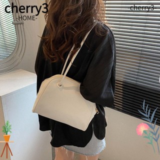 Cherry3 กระเป๋าสะพายไหล่ สะพายข้าง หนัง PU มีซิป สีพื้น คุณภาพสูง แฟชั่นสําหรับสตรี