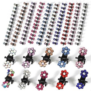 12pcs Girls Crystal Flowers Hair Claws Rhinestone Mini Hair Claws Clips Clamps