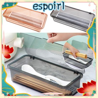 Espo กล่องพลาสติก พร้อมฝาปิด สําหรับเก็บช้อน ส้อม และตะเกียบ