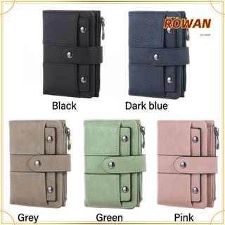 ROWANS กระเป๋าสตางค์ แต่งหมุด ขนาดเล็ก แต่งซิป แบบพับได้ แฟชั่นสําหรับสตรี