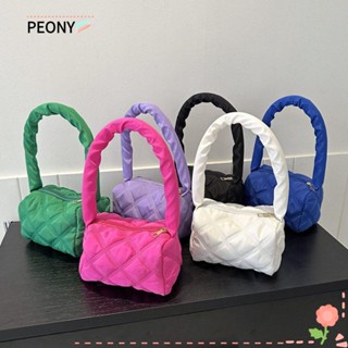 Peonypavilion กระเป๋าถือ กระเป๋าสะพายไหล่ ผ้าฝ้าย ปักลาย ลายสก๊อต สีพื้น แฟชั่นสําหรับสตรี