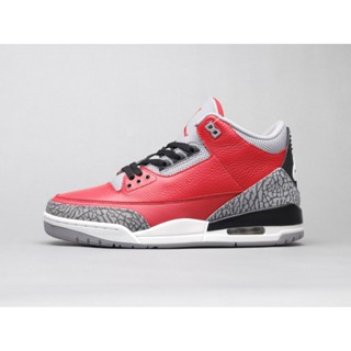 Aj3 Air Jordan 3 รองเท้าบาสเก็ตบอลลําลอง เปลี่ยนสีได้ สีขาว สีแดง สําหรับผู้ชาย CK5692-600 41 k