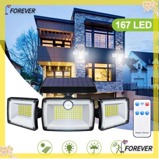 FOREVER Forever โคมไฟฟลัดไลท์ พลังงานแสงอาทิตย์ กันน้ํา พร้อมรีโมตคอนโทรล 167led 3 หัว สําหรับ Courtyard Street