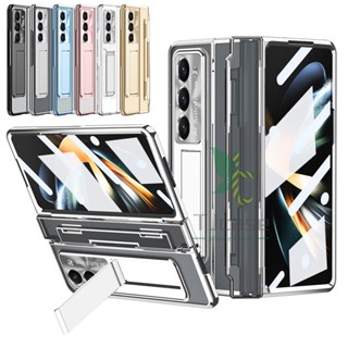 เคสโทรศัพท์มือถือ Pc ใส ชุบไฟฟ้า ตั้งได้ สําหรับ Samsung Galaxy Z Fold 4 Z Fold 5 Z Fold 3