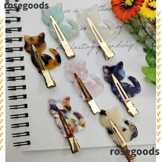 Rosegoods1 กิ๊บติดผม รูปแมวน่ารัก โลหะผสมอะซิเตท สําหรับผู้หญิง 4 ชิ้น