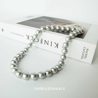 สร้อยคอมุกแก้ว 12 mm. ความยาว 16 นิ้ว สีเทาอ่อน Unreasonable Accessories UA0849-02