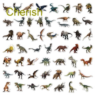 Cherish สติกเกอร์ PVC ลายการ์ตูนไดโนเสาร์ Jurassic Park กันน้ํา DIY สําหรับติดตกแต่งของเล่นเด็ก 50 ชิ้น