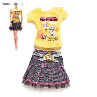 Maud ชุดเสื้อยืด กระโปรงแฟชั่น สําหรับตุ๊กตาบาร์บี้ 2 ชิ้น ต่อชุด