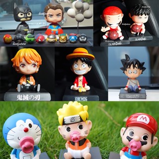 ตุ๊กตาฟิกเกอร์ PVC รูปการ์ตูนอนิเมะ Dragon Ball Harry Potter Naruto One Piece Demon Slayer Bobble Head สําหรับตกแต่งภายในรถยนต์