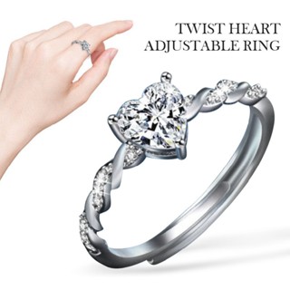 New Twist Heart Adjustable Ring 925 Sterling Silver Womens Girls Jewellery Gifts