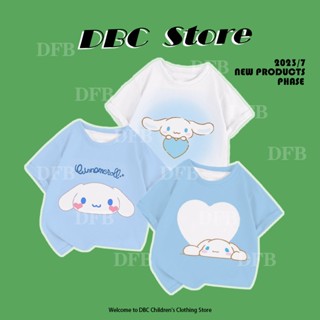 เสื้อยืดแขนสั้น พิมพ์ลายการ์ตูน Cinnamoroll น่ารัก แฟชั่นฤดูร้อน สําหรับเด็กผู้หญิง 2023