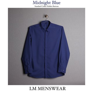 เสื้อเชิ้ตคุณภาพ คอปกซ่อนกระดุม สีน้ำเงินมิดไนท์ (Midnight Blue)