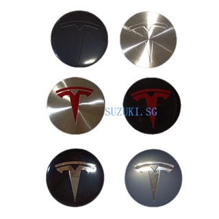 สติกเกอร์ติดดุมล้อรถยนต์ ขนาด 56 มม. สําหรับ Tesla 4 ชิ้น