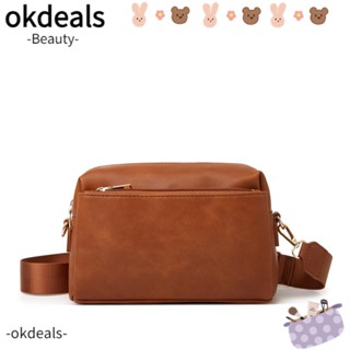 Okdeals กระเป๋าสะพายไหล่ กระเป๋าถือ แบบหนัง ขนาดเล็ก สีพื้น สําหรับสตรี