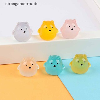 Strongaroetrtu กิ๊บติดผมเรซิ่น ลายการ์ตูนหมีน้อยน่ารัก ขนาดเล็ก เรืองแสง DIY สําหรับตกแต่งภูมิทัศน์ 2 ชิ้น