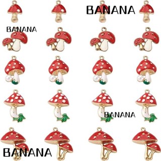 Banana1 จี้รูปเห็ด อัลลอย 20 ชิ้น สร้อยข้อมือ เคลือบอัลลอย 10x13 มม. 5 แบบ สีแดง สําหรับผู้หญิง 20 ชิ้น