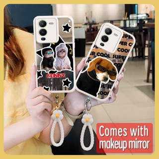 Mirror surface Soft case Phone Case For VIVO S15 5G Makeup mirror texture Full edging dustproof literature flower lovely