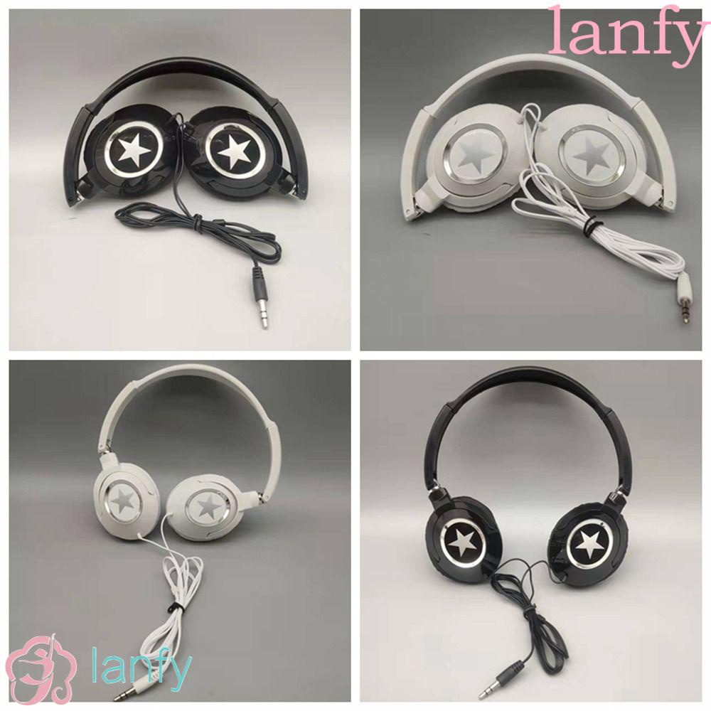 Lanfy ชุดหูฟังสเตอริโอ แบบมีสาย ตัดเสียงรบกวน สามารถปรับได้ สีดํา สีขาว สําหรับโทรศัพท์มือถือ แท็บเล็ต PC คอมพิวเตอร์