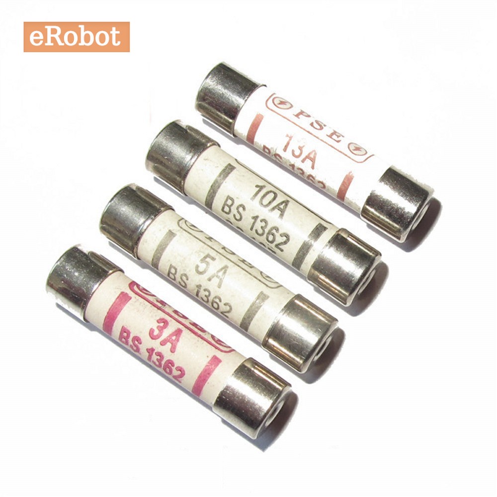 ฟิวส์เซรามิก BS1362 6*25 6x25 มม. 3A 5A 10A 13A 15A 240V 10 ชิ้น