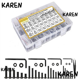 Karen 1255 ชิ้น|ชุดสกรูหัวซ็อกเก็ต หกเหลี่ยม สเตนเลส 304 สีดํา พร้อมที่เก็บ M2 M3 M4 M5 สําหรับบ้าน