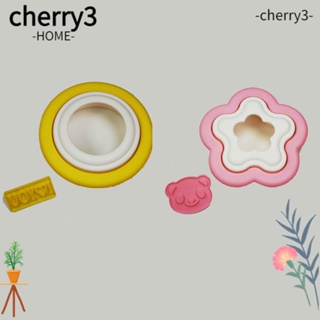 Cherry3 แม่พิมพ์พลาสติก ทรงกลม สีชมพู ทนทาน สําหรับทําแซนวิช ขนมปังปิ้ง 4 ชิ้น