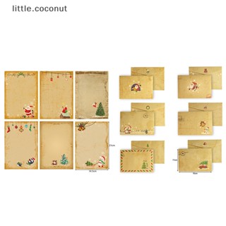 [little.coconut] ซองจดหมายกระดาษ สีน้ําตาล สไตล์วินเทจ 6 ชิ้น สําหรับปาร์ตี้คริสต์มาส ปีใหม่