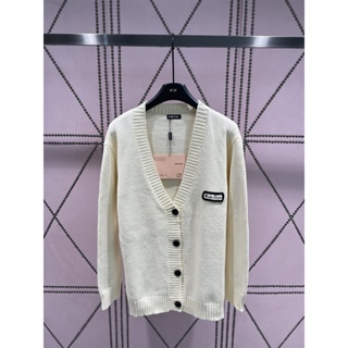 GAEB MIU MIU 2023 College Style letter micro-label decoration Korean style casual loose all-match knitted cardigan