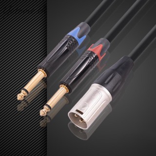 สายเคเบิลปลั๊กโมโน ตัวผู้ 3pin XLR เป็นตัวผู้คู่ 6.35 มม. [Yotome.th]