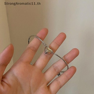 Strongaromatic สร้อยข้อมือ กําไลข้อมือ จี้รูปหัวใจ สีเงิน เครื่องประดับแฟชั่น สําหรับผู้หญิง งานแต่งงาน ปาร์ตี้