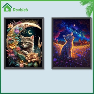 【Doub X ✮】ภาพวาดปักเพชร ทรงกลม ลายแมว 5D DIY สําหรับตกแต่งบ้าน ✮