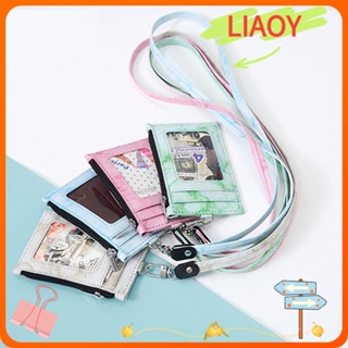 Liaoy กระเป๋าใส่บัตร หนัง PU มีซิป พร้อมสายคล้องคอ และช่องใส่บัตร สําหรับนักเรียน