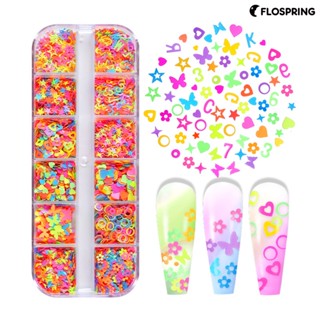 Flospring เครื่องประดับตกแต่งเล็บ พลาสติก 12 ช่อง 1 กล่อง