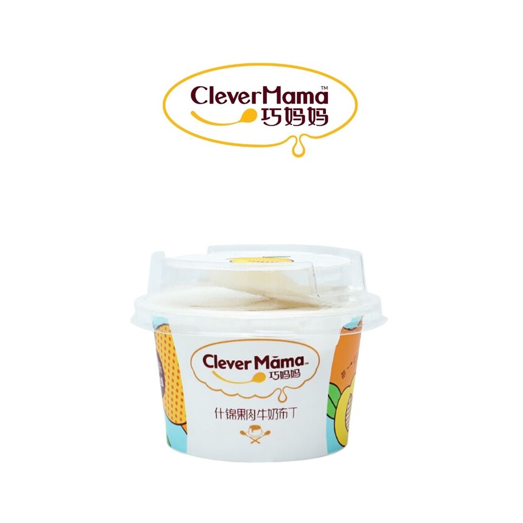 🍮Clever Mama :เคลเวอร์มาม่าฟรุตพัลพ์มิลค์ พุดดิ้งนมผสมผลไม้รวม 6 ชนิด 85 กรัม แคลอรี่ต่ำ