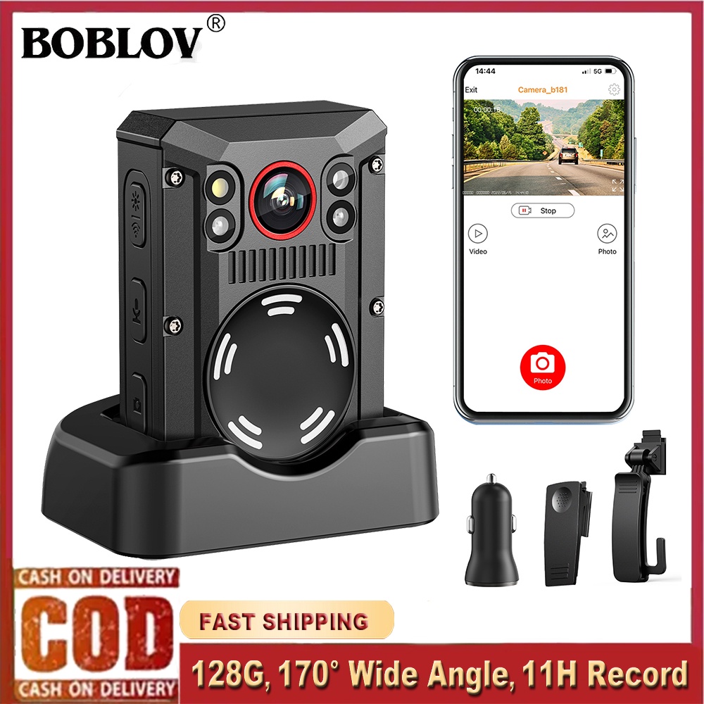 BOBLOV M502B 4K WIFI Body กล้องสําหรับความปลอดภัยตํารวจ,รถ Dash Cam พร้อม GPS, กันน้ํา IR Night Visi
