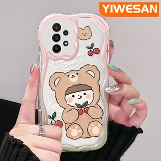 เคสโทรศัพท์มือถือแบบนิ่ม ใส กันกระแทก ลายการ์ตูนหมี เชอร์รี่ สีครีม สําหรับ Samsung galaxy A22 4G A22 5G M22 A21s A23 A24