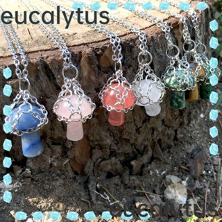 Eucalytus1 สร้อยคอโลหะคริสตัล จี้รูปเห็ด ที่วางคริสตัลทองแดง สร้อยคอกรง ออกแบบเครื่องประดับ สร้อยคอสีเงิน ที่วางหิน สร้อยคอผู้หญิง ผู้ชาย