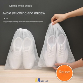 รองเท้า10pcsnon-woven Anti-Yellow Drying Bag Travel Drawstring รองเท้ารองเท้ากระเป๋าเก็บกระเป๋านักเรียน Moisture-Proof Dust-Proof กระเป๋า MOLISA MOLISA