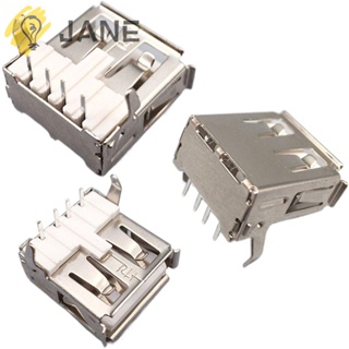 Jane ตัวเชื่อมต่อแจ็คบัดกรี ตัวเมีย 90 องศา ไร้ขอบ แนวนอน USB Type A พอร์ตมาตรฐาน AF Type 2.0 USB